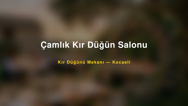 Çamlık Kır Düğün Salonu Kocaeli Kır Düğünü Mekanı
